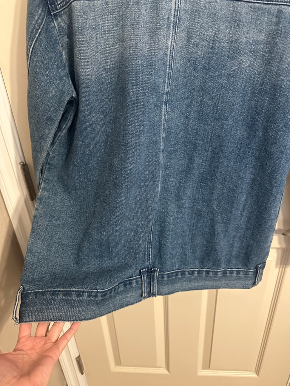 Gypsy Warrior Asymmetrical Full-Zip Denim Jean Jacket, Medium Blue Wash, Sz XL - Picture 13 of 16